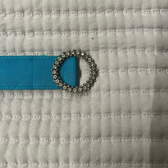 J.Crew (Black Label) turquoise Fabric Ribbon Belt
With Rhinestone Buckle - Picture 3 of 4